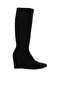 Women Microfiber Wedge Heel Boots in Black - 2