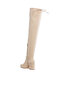 Women Minimal Drawstring Detail Knee-High Boots in Beige - 3