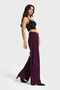 Women's Purple Color 26W5-111 Straight Fit High Waist Thick Corded Fabric Velvet Velvet Fabric Trousers - 2