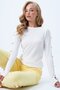 Women's White Crew Neck Sleeve Gold Button Detailed Ottoban Blouse Alc-X14336 - 2