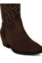 Women Studs Embellished Cowboy Boots in Brown - 5