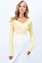 Women's Yellow Wide Collar Ottoban Blouse Alc-X14342 - 2