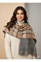 “Women's Winter Plaid Wool Shawl - Double-Sided Shoulder Shawl / Oversized Blanket Shawl 70X190Cm”-Mustard - 2