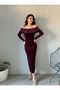 Women's Sequin Madonna Collar Velvet Stylish Evening Dress
