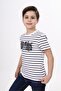 Boy's Printed Crew Neck Short Sleeve Striped T-Shirt - 2
