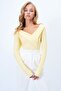 Women's Yellow Wide Collar Ottoban Blouse Alc-X14342 - 4