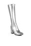 Women Metallic Pleather Long Boots in Silver