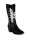 Women Winged Patchwork Cowboy Boots in Black
