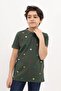 Boy's Printed Polo Neck Buttoned Short Sleeve T-Shirt - 2