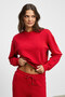 Anselma Women's Organic Cotton Regular Elastic Waistband Double Pocket Wide Leg Red Top and Bottom T-Shirt - 3