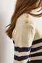 Women's Ecru Navy Blue Button Detailed Striped Knitwear Sweater Kzk-19001079 - 3