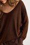 Women's Bitter Brown V-Neck Casual Knit Blouse Blz-19001586 - 5