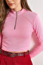 Women's Pink Shoulder Stitching Detailed Crop Soft Touch Blouse Blz-19003178 - 5