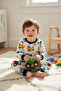 Colorful Tractor Patterned Boys' Pajama Set - Cotton Interlock Fabric - 2