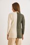 Women's Khaki Ecru Blocky Fleece-Lined Casual Blouse Blz-19002519 - 6