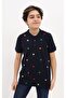 Boy's Printed Polo Neck Buttoned Short Sleeve T-Shirt