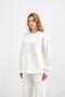 Ecru women's oversize pique textured wide leg top and bottom set - 4