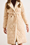 Women's Stone Fur Detailed Quilted Coat Mnt-19000052 - 4