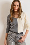 Women's Smoked Ecru Blocky Fleece-Lined Casual Blouse Blz-19002519 - 5
