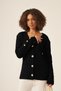 Women's Braided V-Neck Knitwear Cardigan Black 25168