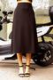 Women's High Waist Stylish Fabric Midi Length Below Knee Kilos Bell Skirt with Pockets - Dark Brown - 7