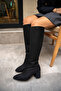 Volera Black Suede Women's Blunt Toe Heeled Boots - 3
