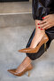 Elvis Tan Leather Women's Studded Detailed Heeled Shoes - 3