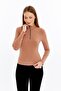 Women's Long Sleeve Half Zipper Slim Fit Tshirt - 6