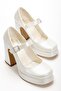 Women's White Skin Special Design Platform Heeled Shoes