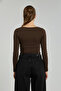 Women's button-down long sleeve bodysuit - burnt coffee - 5