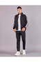 Men Black High Neck Zip Open Sweatshrirt - 2