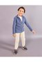 Boys Navy Striped Hooded Shirt With White T-Shirt Set (2 Piece) - 7