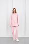 Pink women's pique textured embroidered detailed slit oversize wide leg top and bottom set - 3