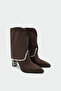 Samira Bitter Brown Suede Stone Detailed Heeled Boots - 4