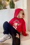 Printed Sweater Red Tracksuit Set with Teddy Bear and Merry Christmas Writing on It for Girls and Boys - 3