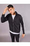 Men Black High Neck Zip Open Sweatshrirt - 5