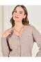 Women Beige Button Front Knit Cardigan - 4
