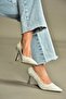 V820151604 Beige Fabric Thin Heeled Women's Evening Dress Shoes - 5