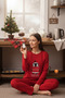 New Year's Cotton- Stretch Fabric Women's Pajama Set - 2