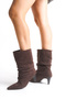 Women's Mini-Heeled Suede Brown Drapey Comfortable Non-Slip Sole Zeta Boots - 7