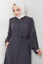 فستان برباط وأكمام مطرزة مدخنة طراز HM2854 - 7