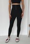 Corded Fabric Leggings with Waist Corset Detail Black - 7