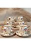 Florina Pervi̇z Porcelain Hand Painted Coffee Cup Set - 5
