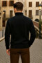 Men's Winter Polo Neck Black Zippered Sweatshirt - 5