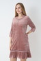 Women's Cotton Velvet Zippered Winter Dress / Dusty Rose 3717 - 6