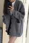 Women's Oversized Pocket Buttoned V-Neck Knitwear Cardigan - 4