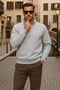 Men's Winter Polo Neck Gray Zippered Sweatshirt