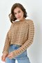 Women's Crew Neck Knit Detail Crop Knitwear Sweater - 7