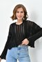 Women's Mock Neck Knitted Detailed Crop Knitwear Sweater - 4