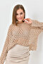 Women's Boat Neck Knit Detail Sweater - 6